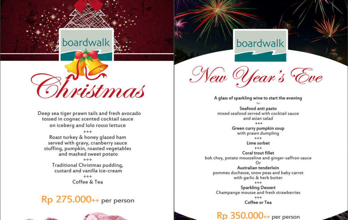 BOARDWALK CHRISTMAS AND NEW YEAR MENU